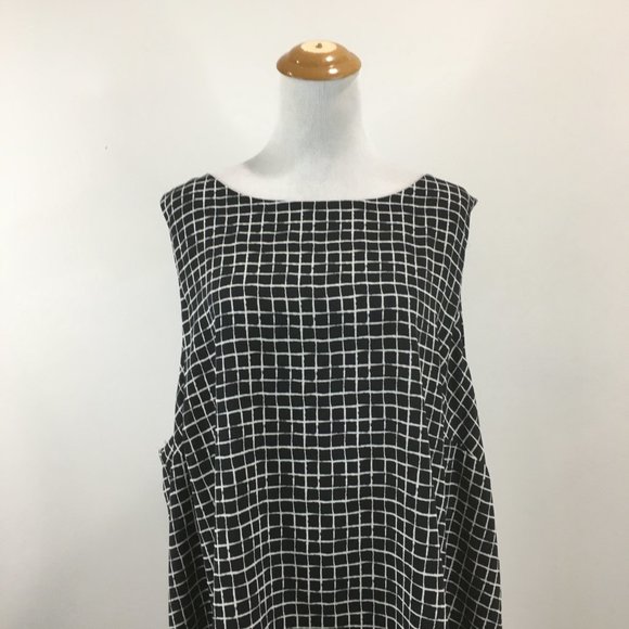 NWT TORRID Black White Grid Print 2 Ply High Low Hem Layer Tank Top - Picture 6 of 10